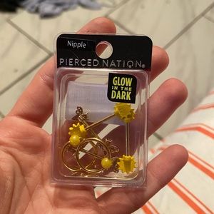 Cute yellow nipple rings